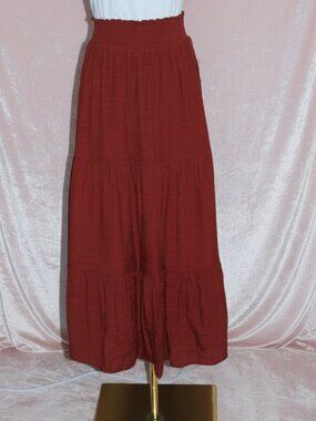 Smocked Waist Tiered Maxi Skirt